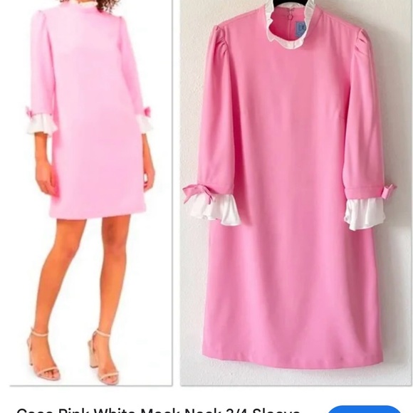 CeCe Pink Begonia Bow Sleeve Ruffle Trim - Picture 1 of 5
